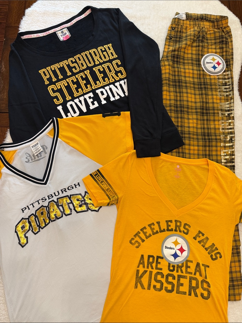 Lot of 4 PINK Victoria's Secret  NFL Pittsburgh Steelers MLB Pirates S/M